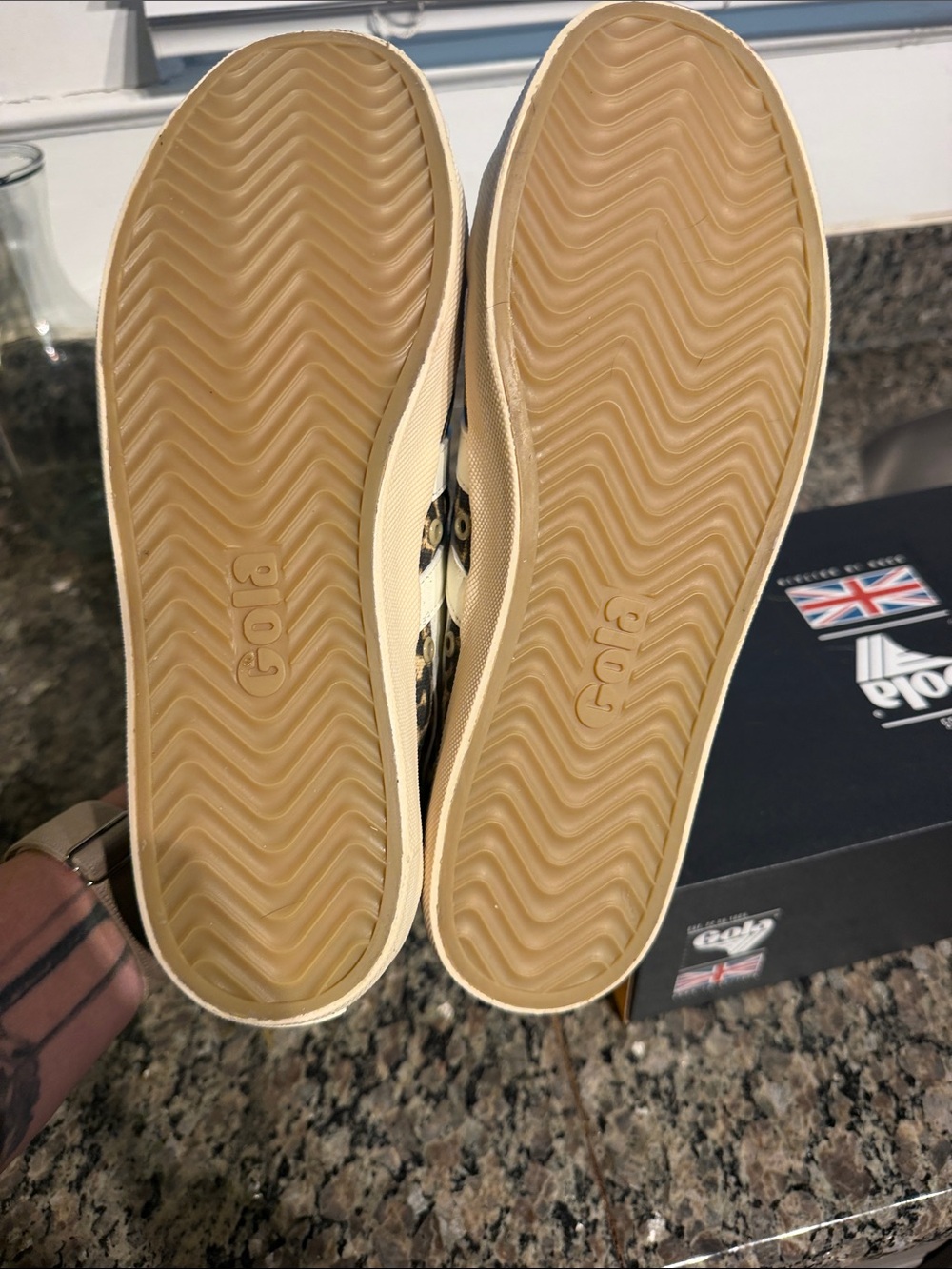 Gola Leopard Print Low-Top Sneakers in Tan/Black - Picture 4 of 10